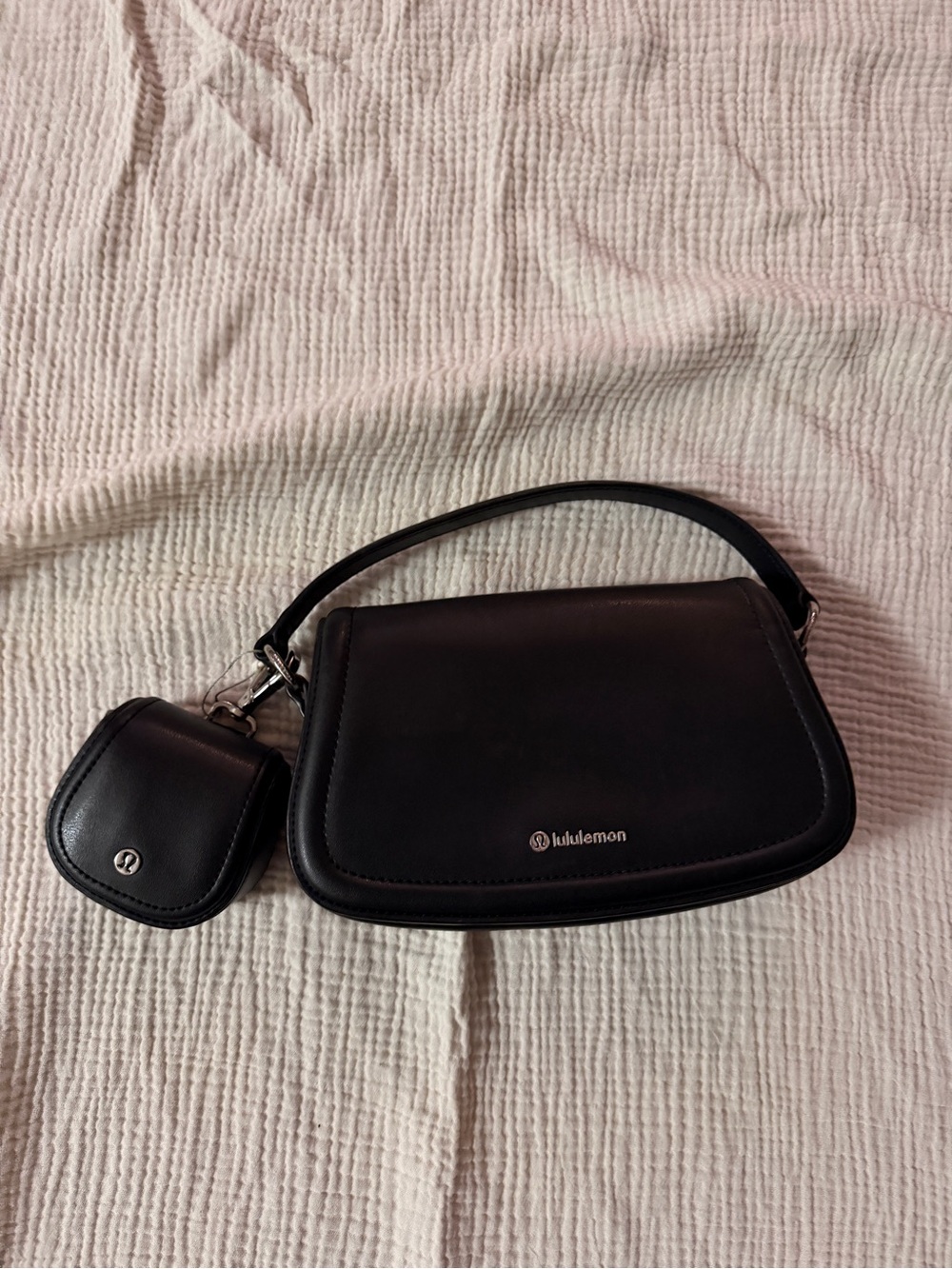 Lululemon leather alternative mini bag 1.2L black- nwot *has strap*